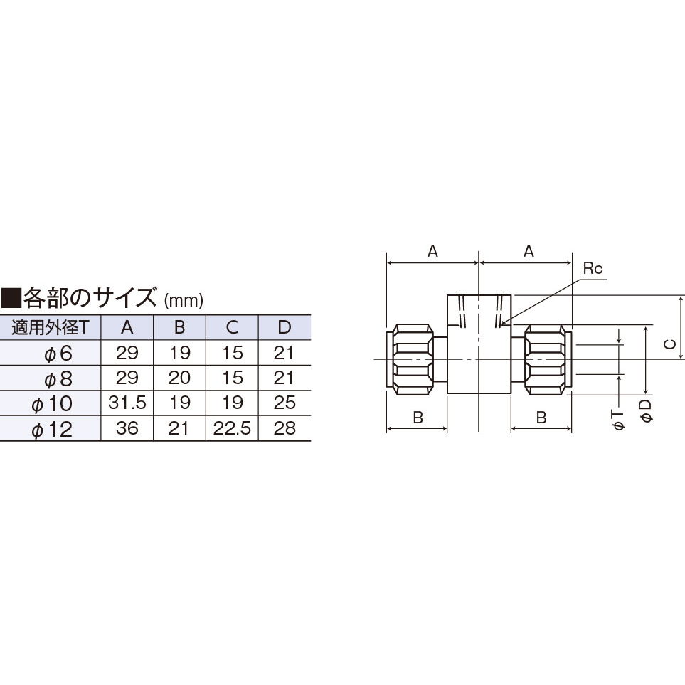 フロンケミカル フッ素樹脂 ハーフメスジョイントI型8φ×RC1 ▽391-5662