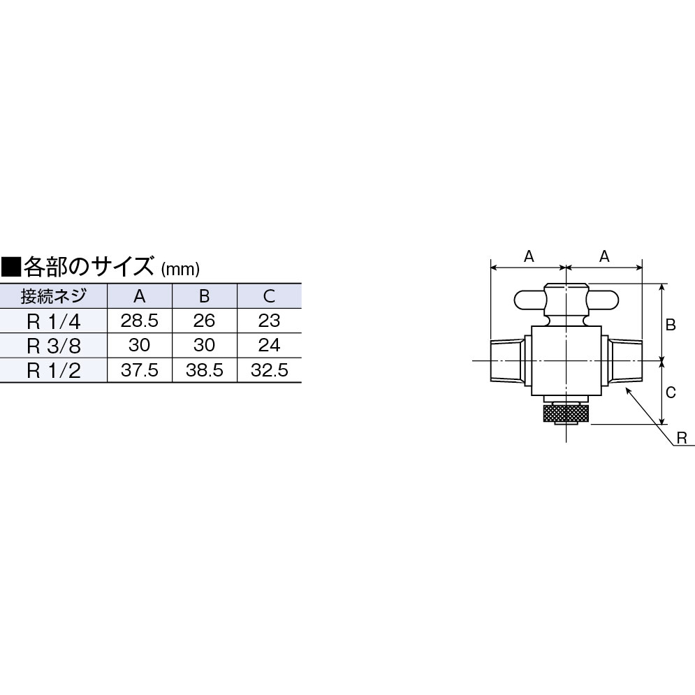 □フロンケミカル フッ素樹脂(PTFE)四方バルブ接続タイプ 10φ